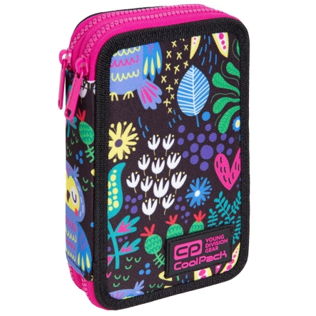  Piórnik szkolny podwójny z wyposażeniem CoolPack Jumper 2  Color Bomb czarny/różowy