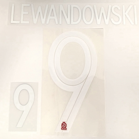 Nadruk na czerwoną koszulkę Polski LEWANDOWSKI 9 Nike 2018-19