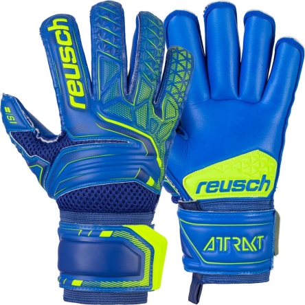 Rękawice bramkarskie juniorskie Reusch Attrakt S1 Roll Finger Junior rozmiar 7,5 niebieskie/żółte