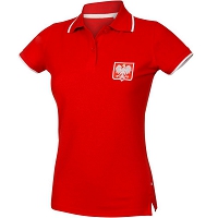 Koszulka polo Polska czerwona damska