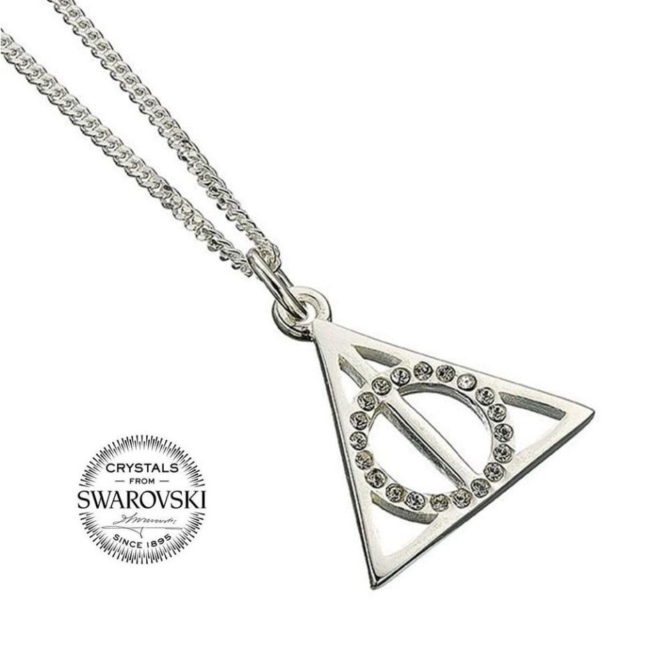 Harry Potter Sterling Silver Crystal Necklace Deathly Hallows