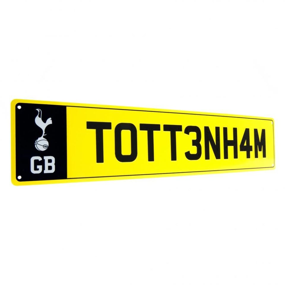 Tottenham Hotspur Number Plate Sign