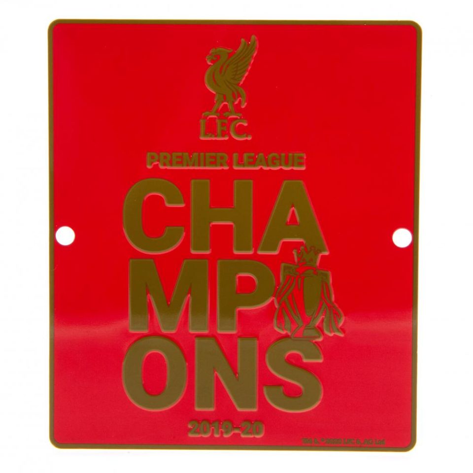 Liverpool FC Premier League Champions znak na okno