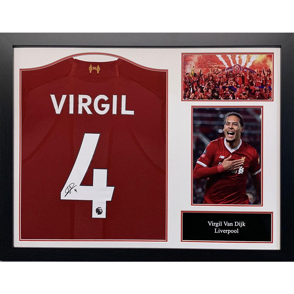 Liverpool FC Van Dijk koszulka z autografem (w ramie)