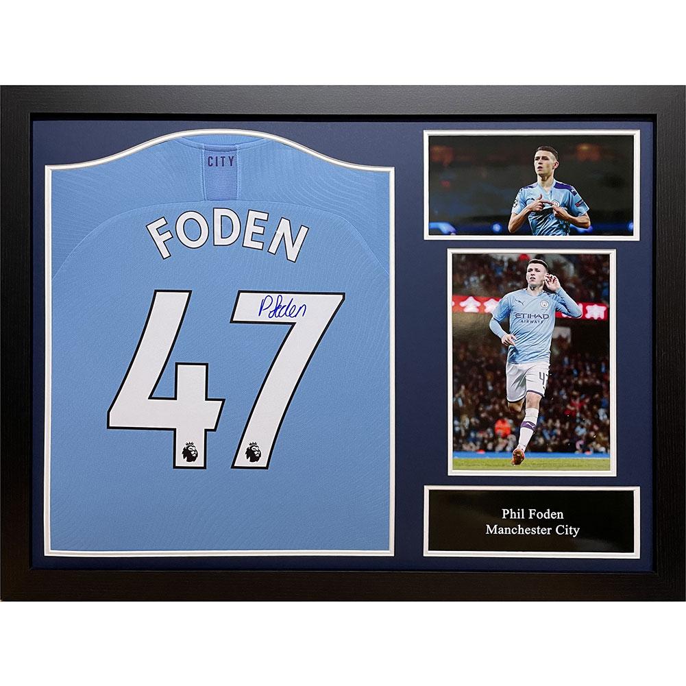 Manchester City Foden koszulka z autografem (w ramie)