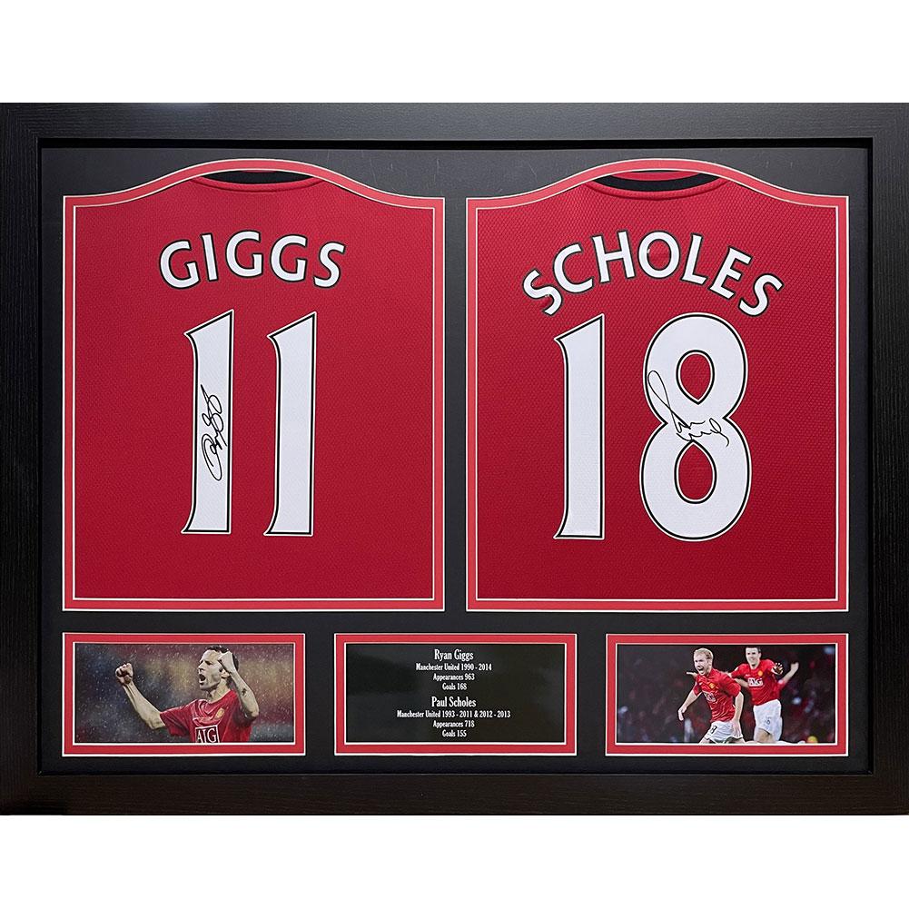 Manchester United Giggs & Scholes Signed Shirts (Dual Framed)