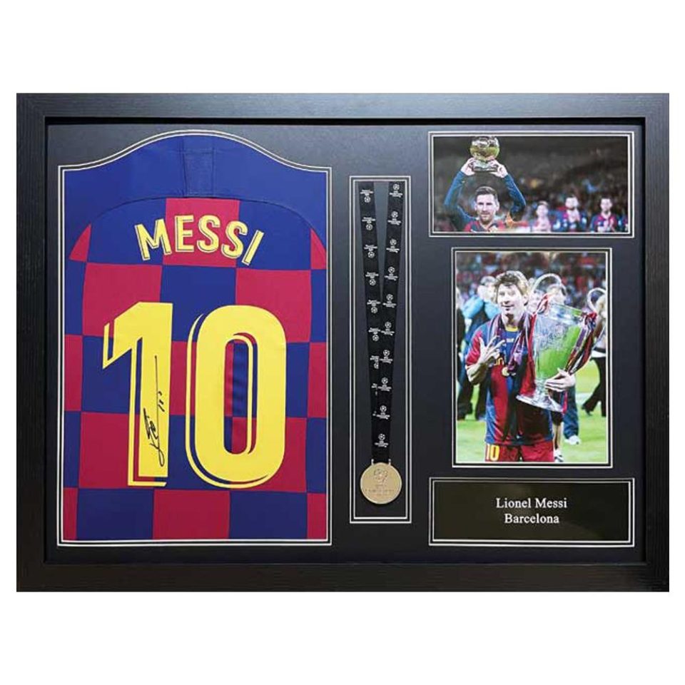 FC Barcelona Messi 2019-20 koszulka z autografem Medal (Framed)